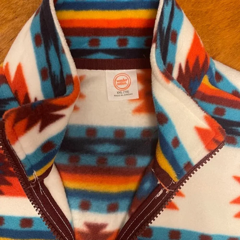 Fleece‎ Pullover Jacket Teens XXL(18) Navajo Print Wonder Nation Turquoise Fall